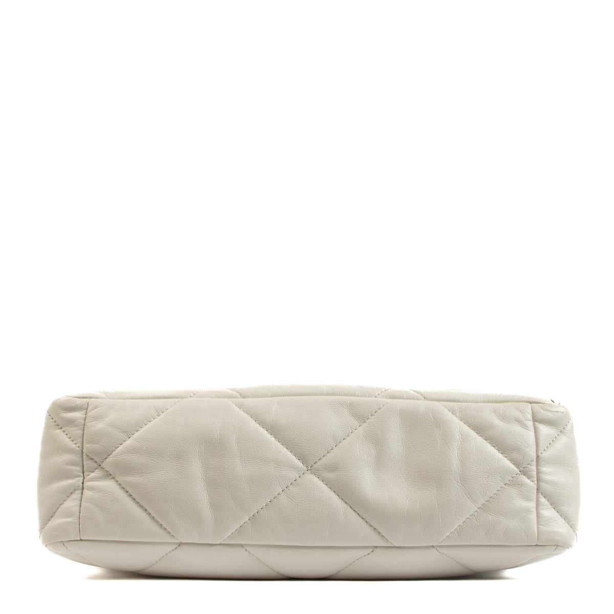 Sac Chanel 19 grand modèle en chèvre brillant blanc Chanel