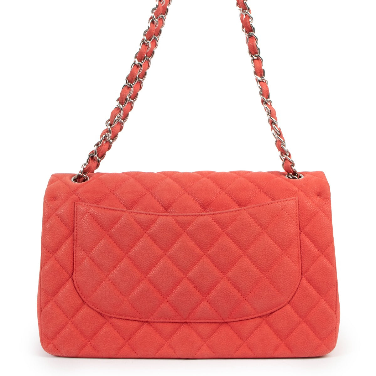 Grand sac Chanel Classic Flap en cuir caviar mat rose