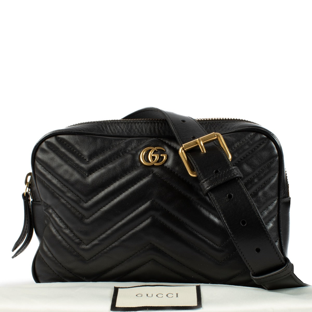 Gucci Black GG Marmont Belt Bag