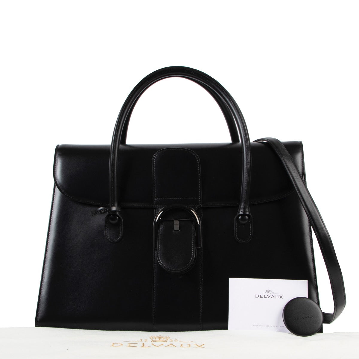 Shop safe online at Labellov in Antwerp this 100% authentic second hand Delvaux Black Double Poignée Top handle