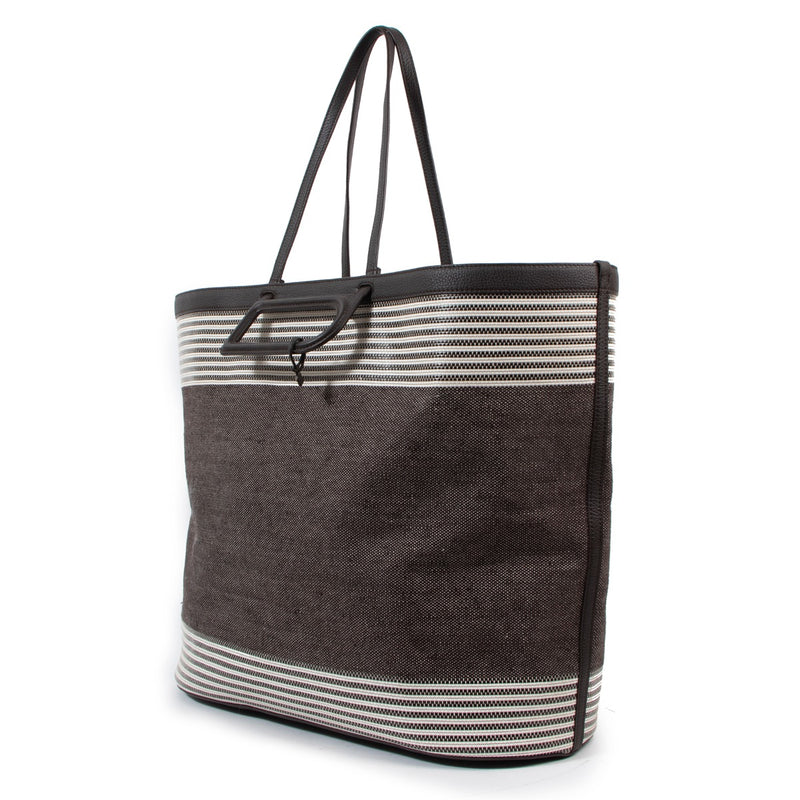 Buy an authentic original Delvaux D To D XL Toile Sangle Taurillon Ebène Tote Bag in very good condition at Labellov Antwerp.