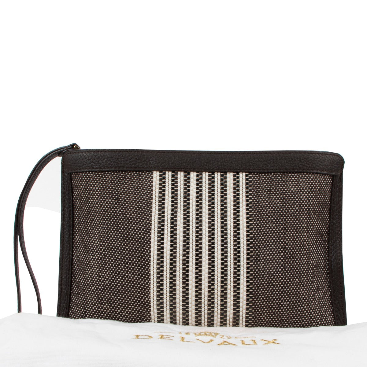 Delvaux Toile Sangle Taurillon Ebène Clutch