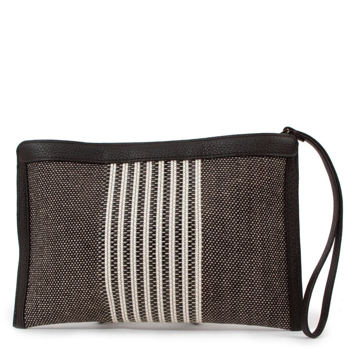 Delvaux D to D Toile Sangle Taurillon Ebène Clutch