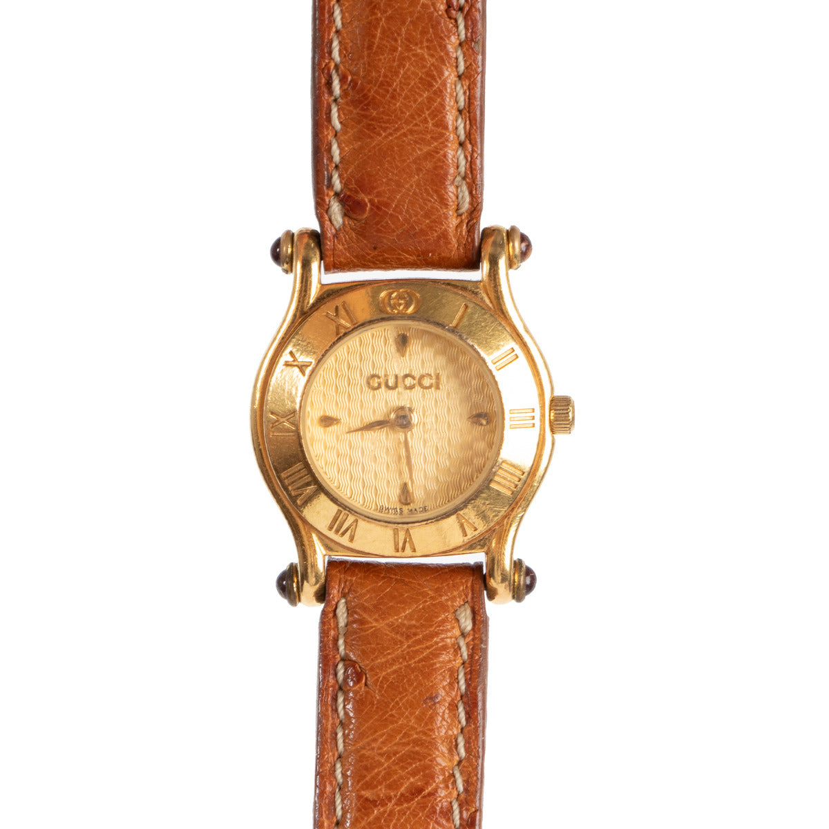 Montre Gucci en autruche couleur camel