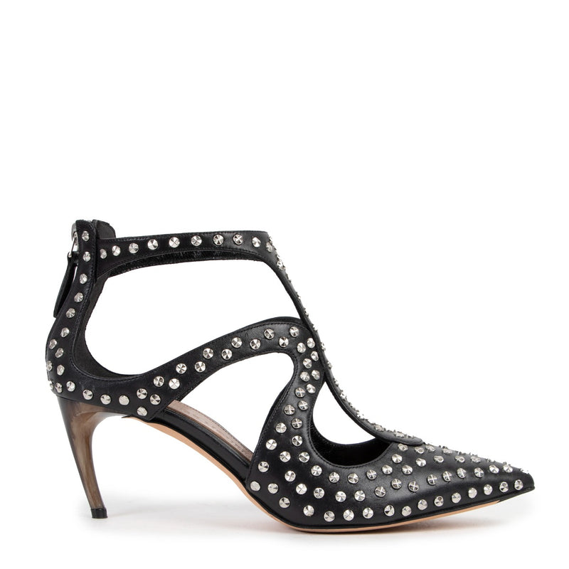 Alexander McQueen Studded Black Horn Heels - Size 37,5