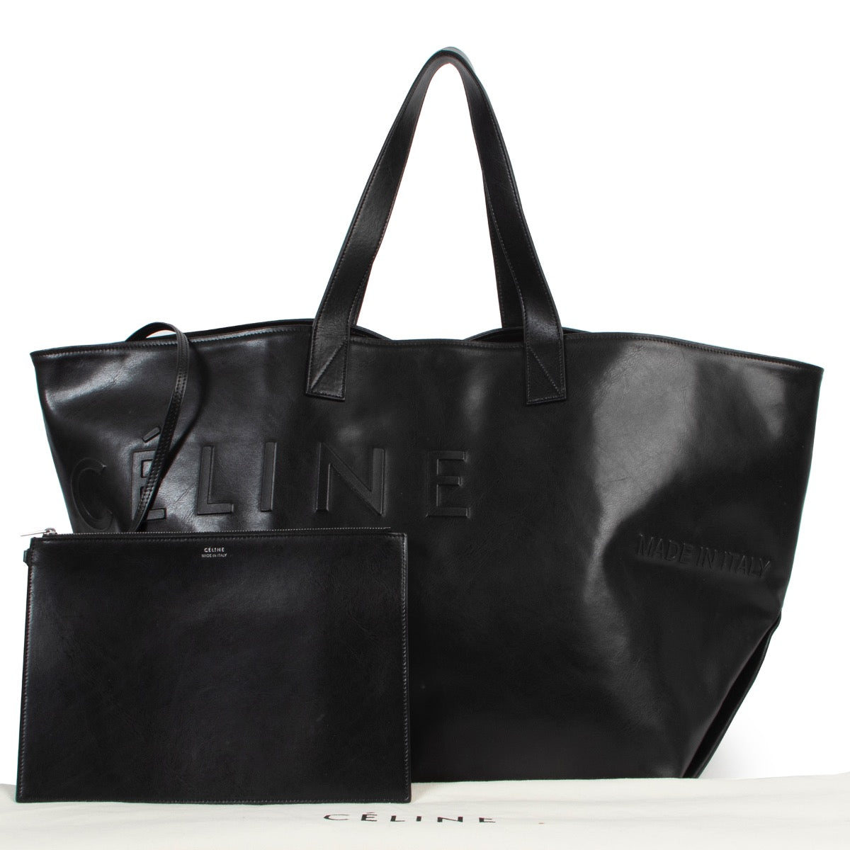 Shop safe online at Labellov in Antwerp this 100% authentic second hand Celine Black Leather Made In Shoulder Bag