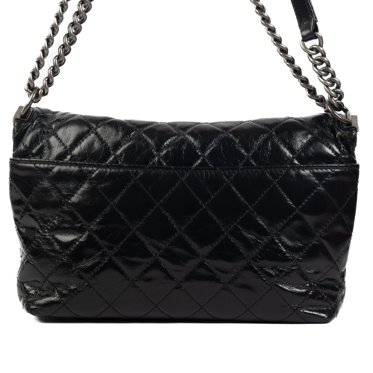 Chanel Black Glazed Calfskin Leather Folding Crossbody Bag