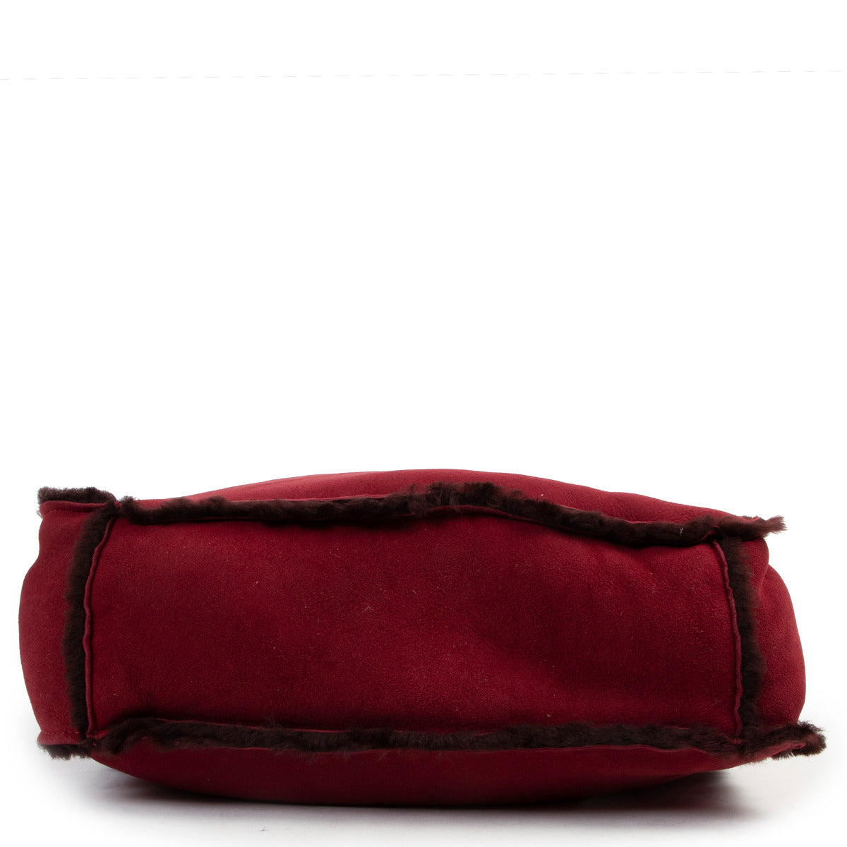 Sac cabas Chanel en daim rouge et fourrure de mouton retournée