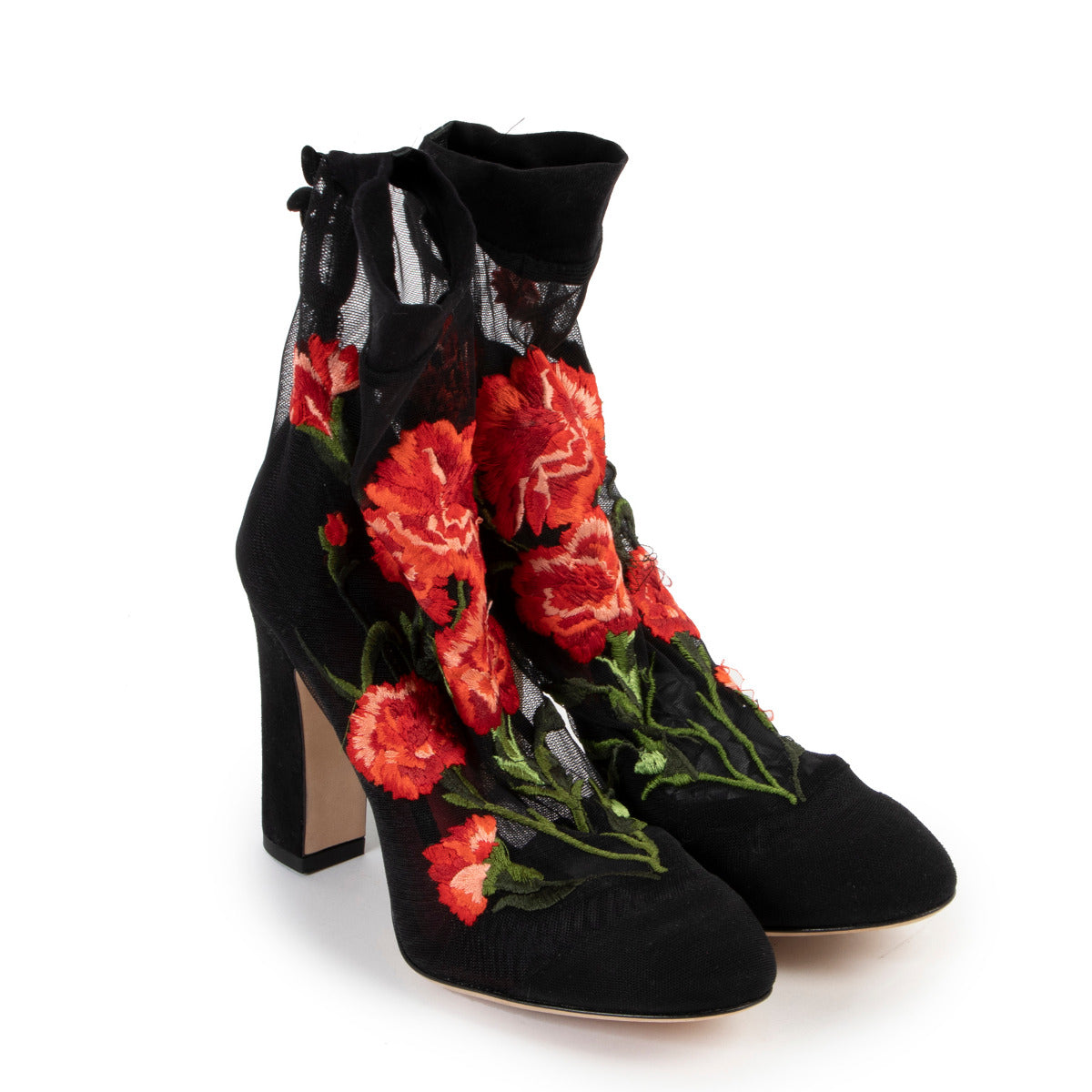 Bottines chaussettes Dolce & Gabbana noires brodées – taille 36,5
