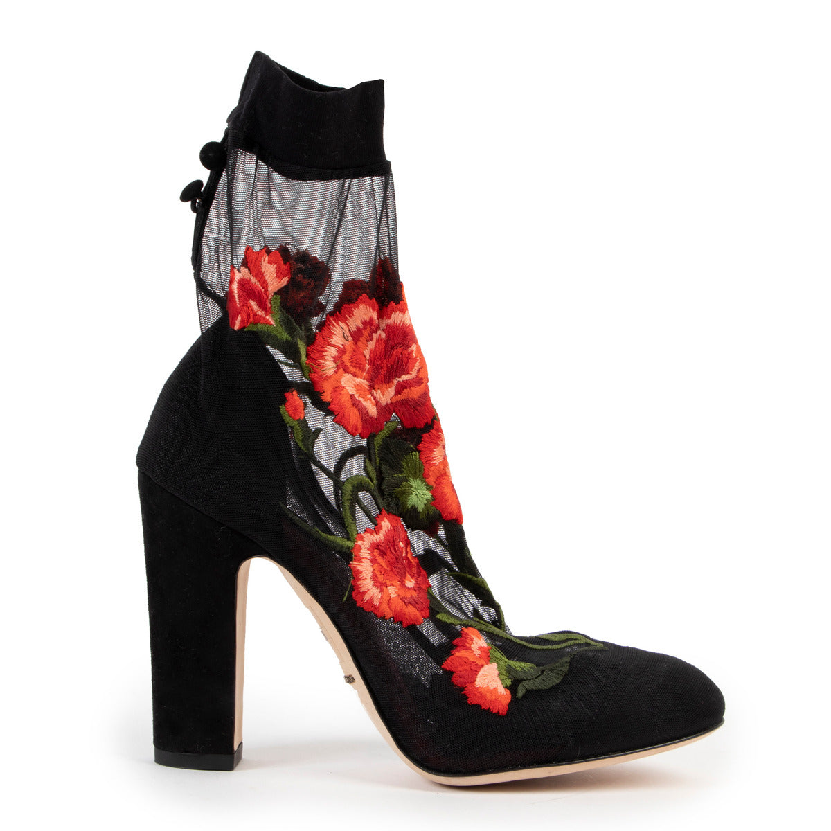 Bottines chaussettes Dolce & Gabbana noires brodées – taille 36,5