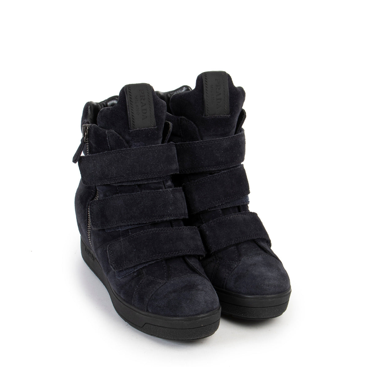 Prada Blue Suede Wedge Sneakers - size 36