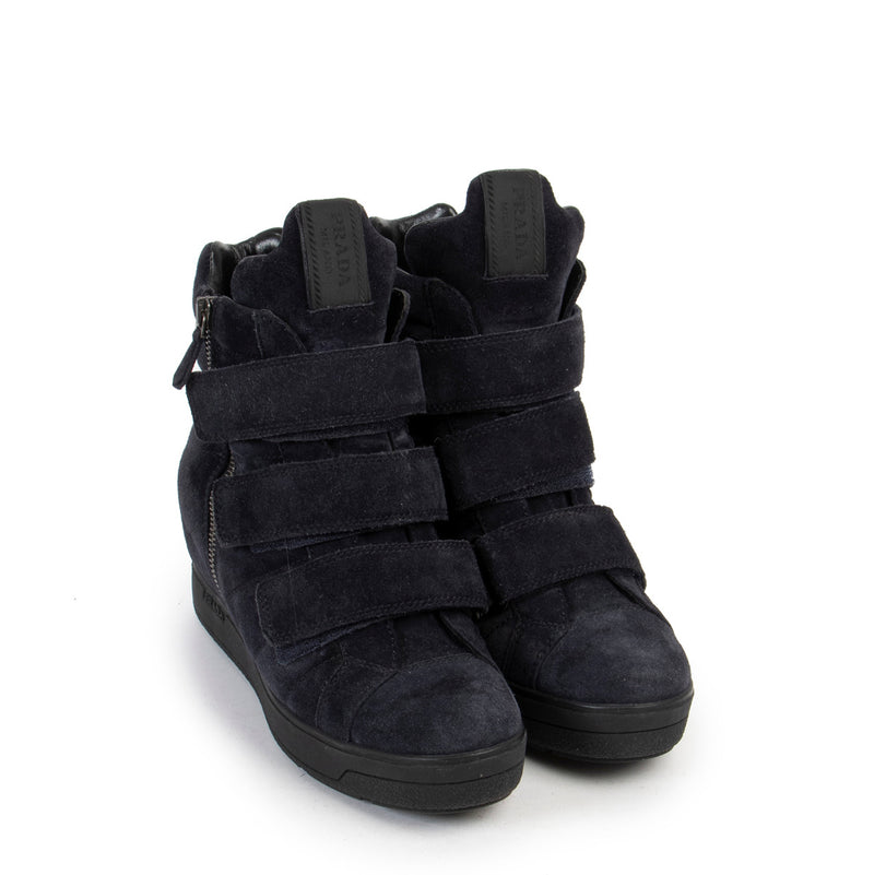 Prada Blauwe Suède Wedge Sneakers - maat 36