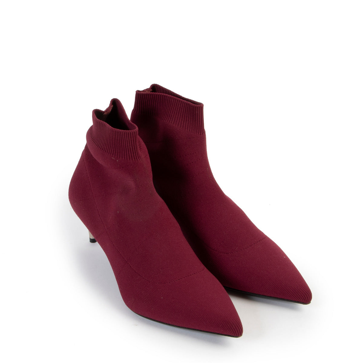 Prada Burgundy Knit Kitten Heel Boots - size 37 for the best price at Labellov