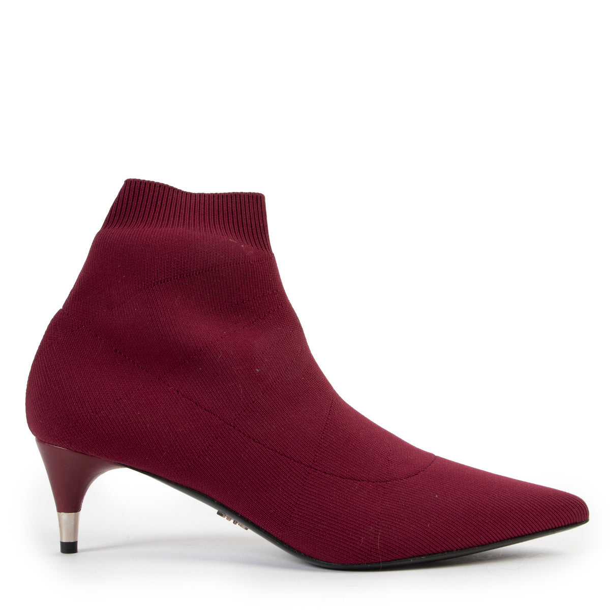 Prada Burgundy Knit Kitten Heel Boots - size 37