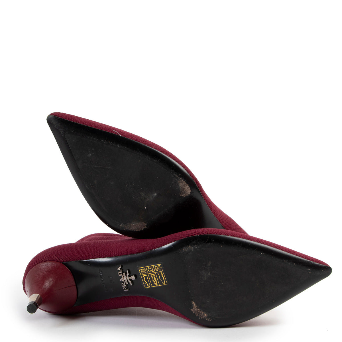 Prada Burgundy Knit Kitten Heel Boots - size 37