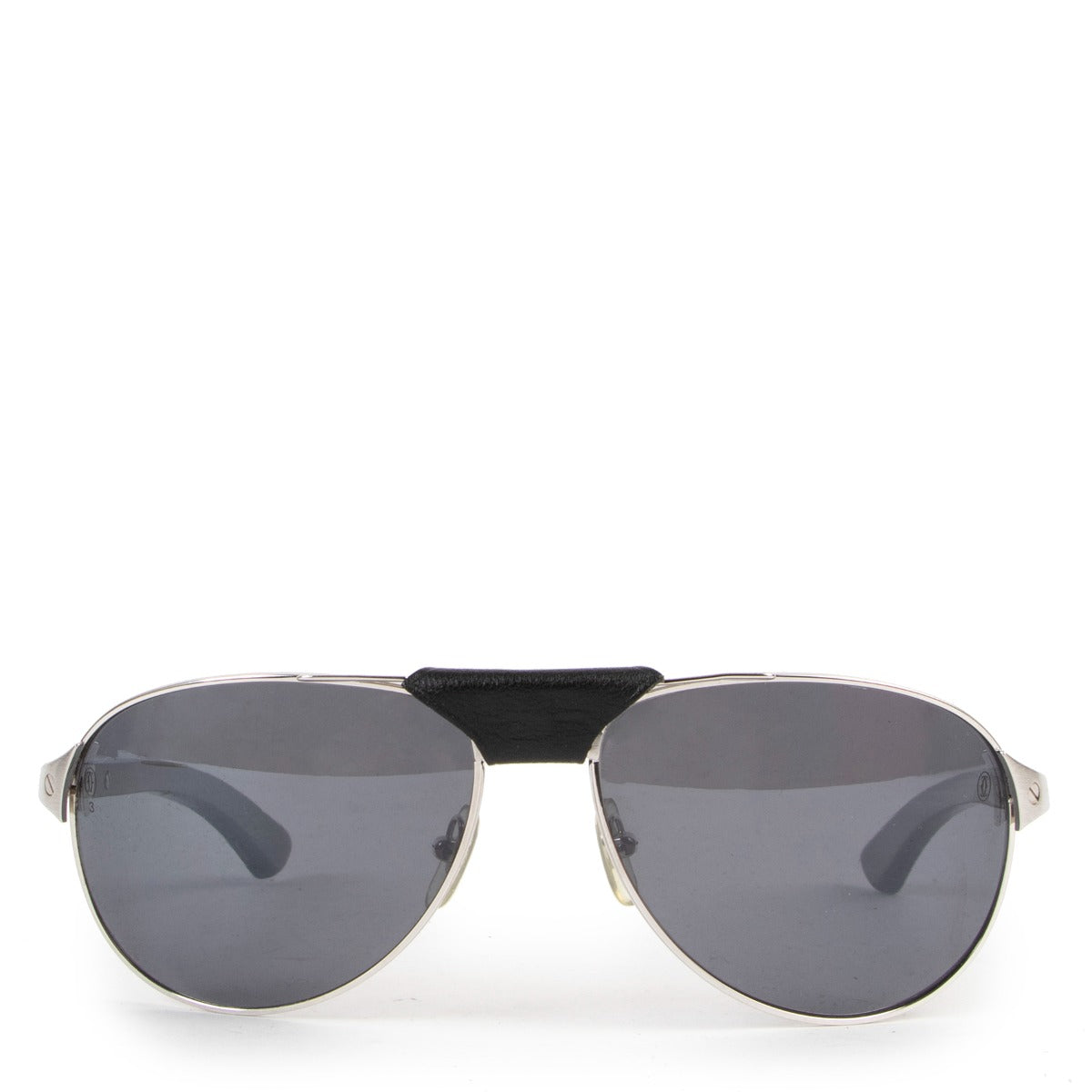 Cartier Santos Dumont Horn Silver Aviator Sunglasses