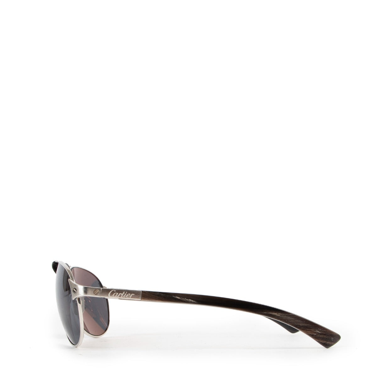 Cartier Santos Dumont Horn Silver Aviator Sunglasses