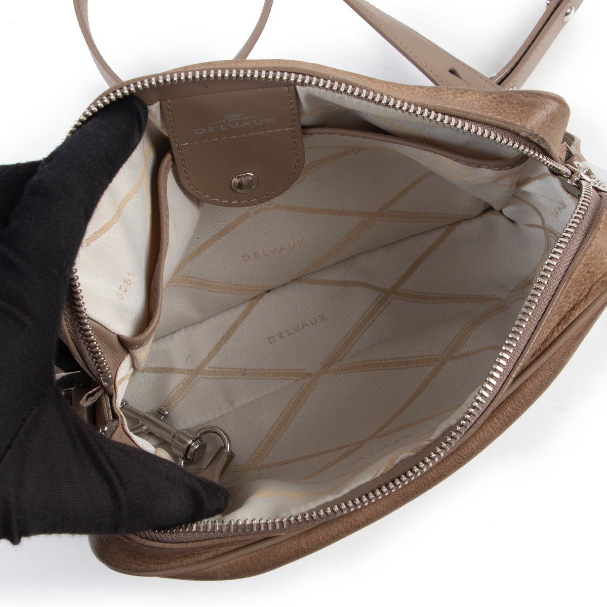 Delvaux Louise Taupe Nubuck Crossbody Bag