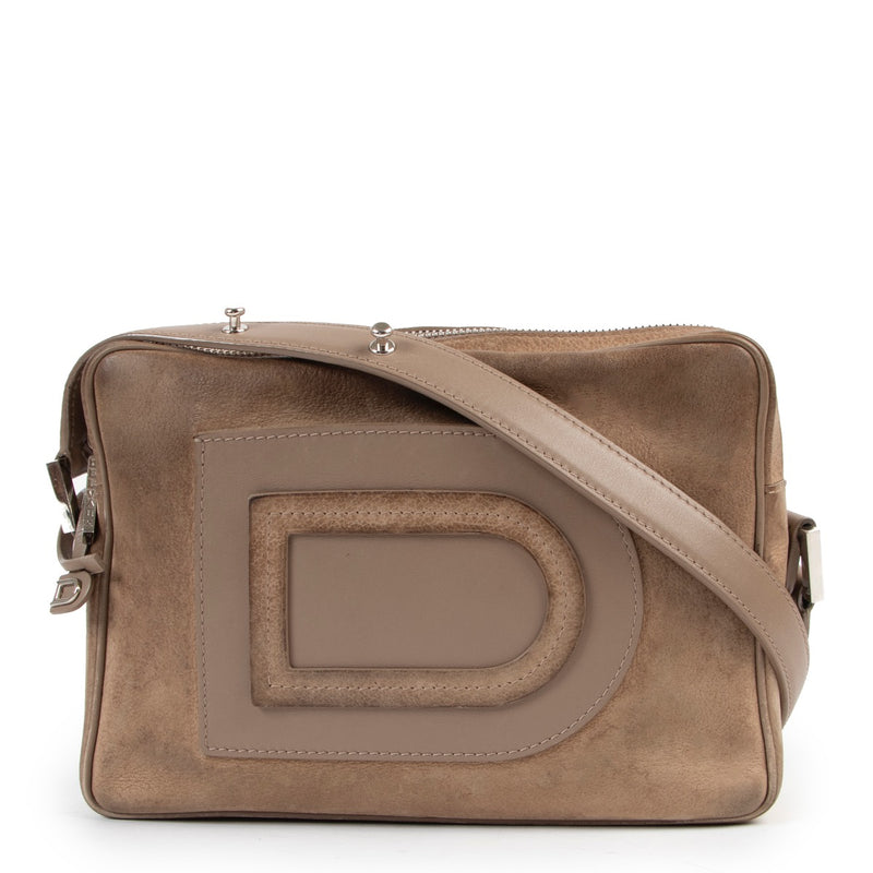 Delvaux Louise Taupe Nubuck Crossbody Bag