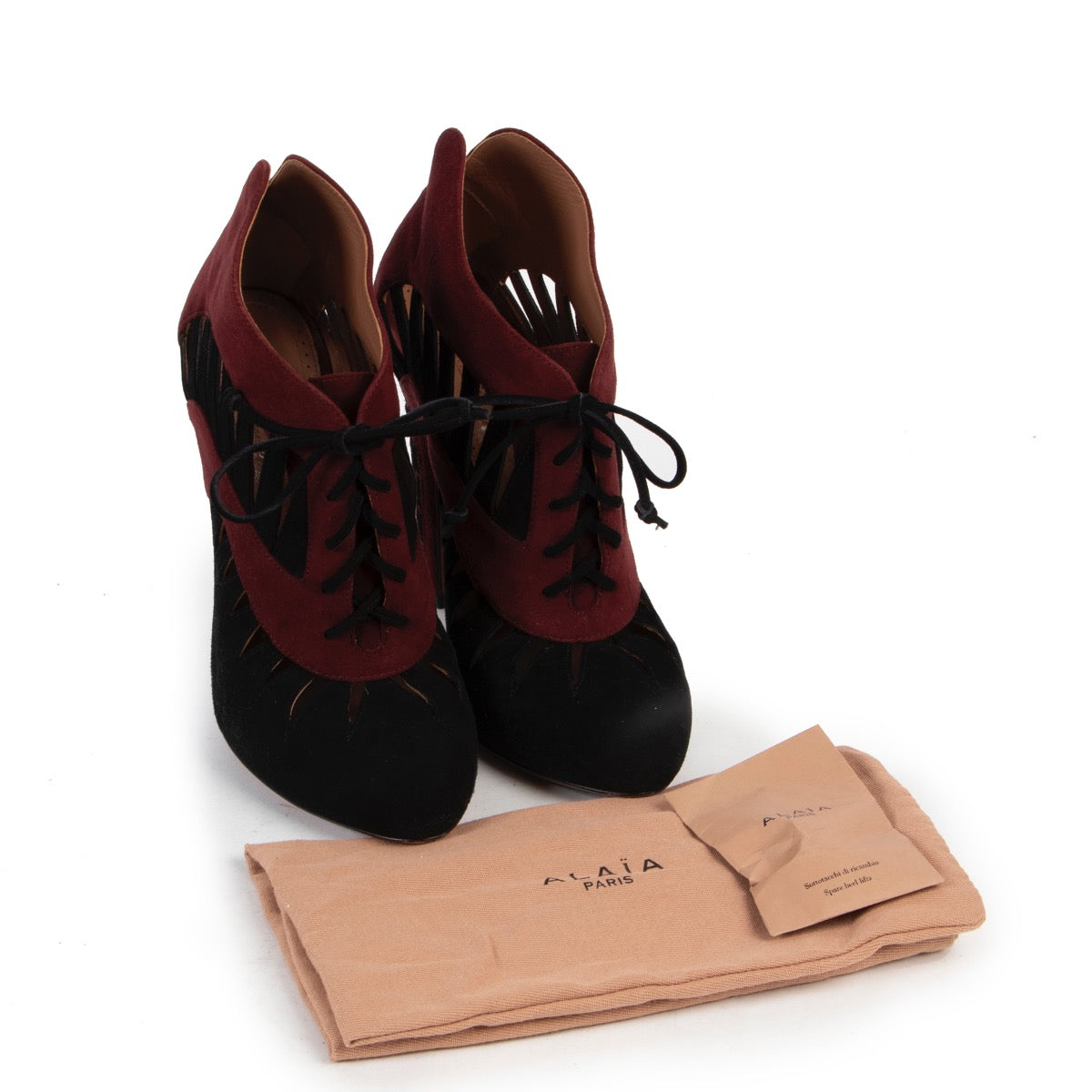 Alaia Burgundy & Black Suede Boots