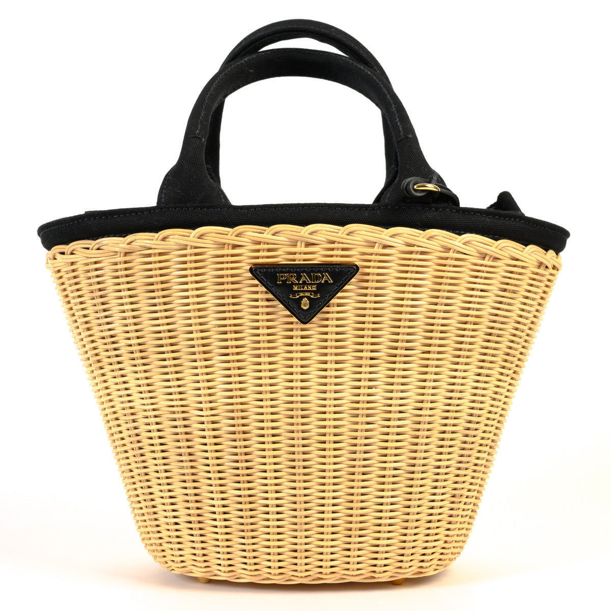Prada Black Wicker and Canvas Bag for the best price at Labellov