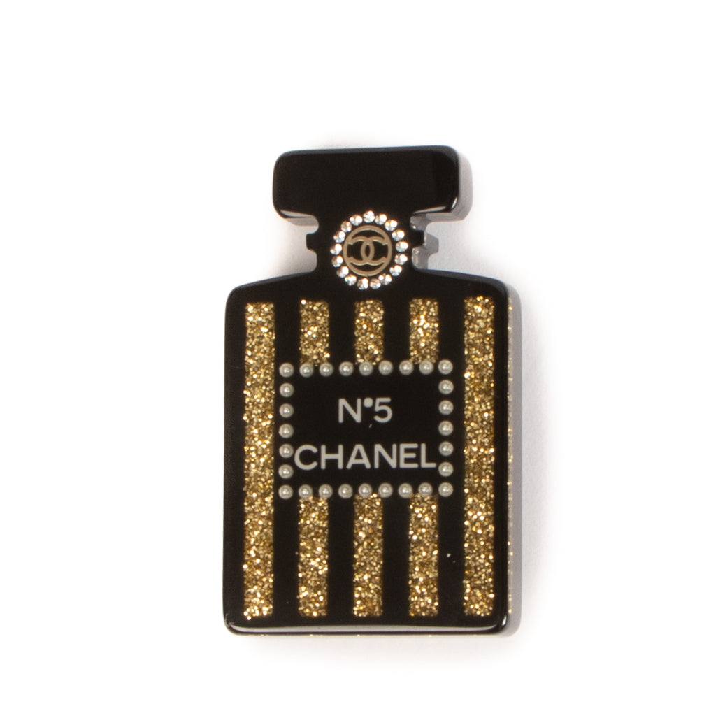 Chanel 2017 Black Chanel N°5 Perfume Brooch