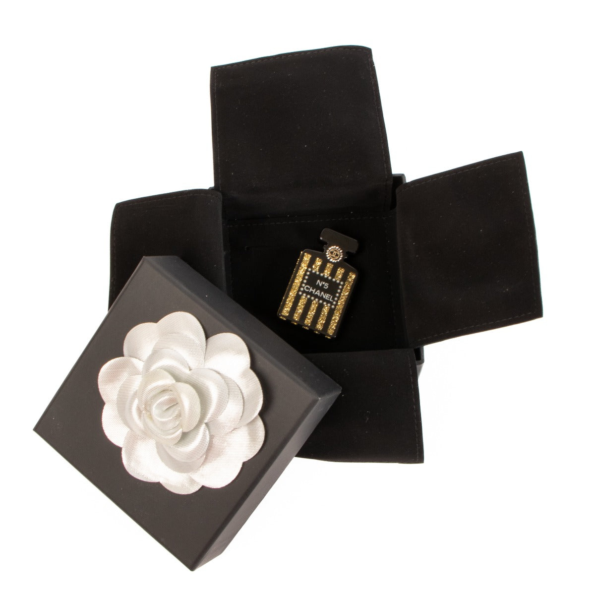 Chanel 17A Black Chanel N°5 Perfume Brooch