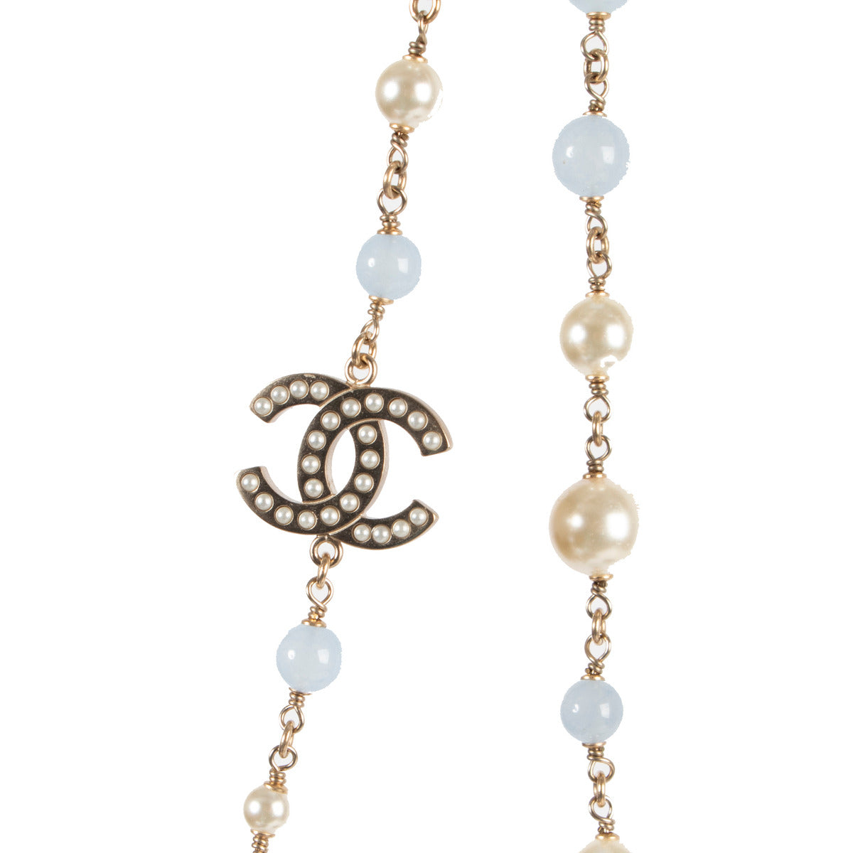 Chanel Blue and White Pearl Necklace / Belt