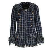 Buy your authentic designer Chanel 14A Blue Tweed Jacket - size 36