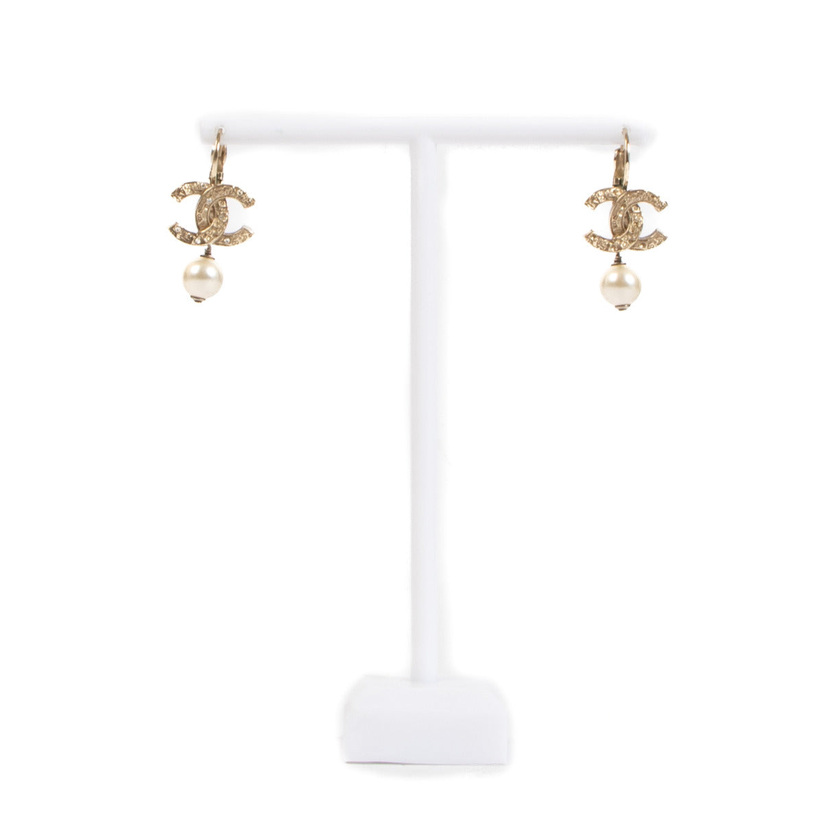 Chanel Silver Pearl Drop Earrings