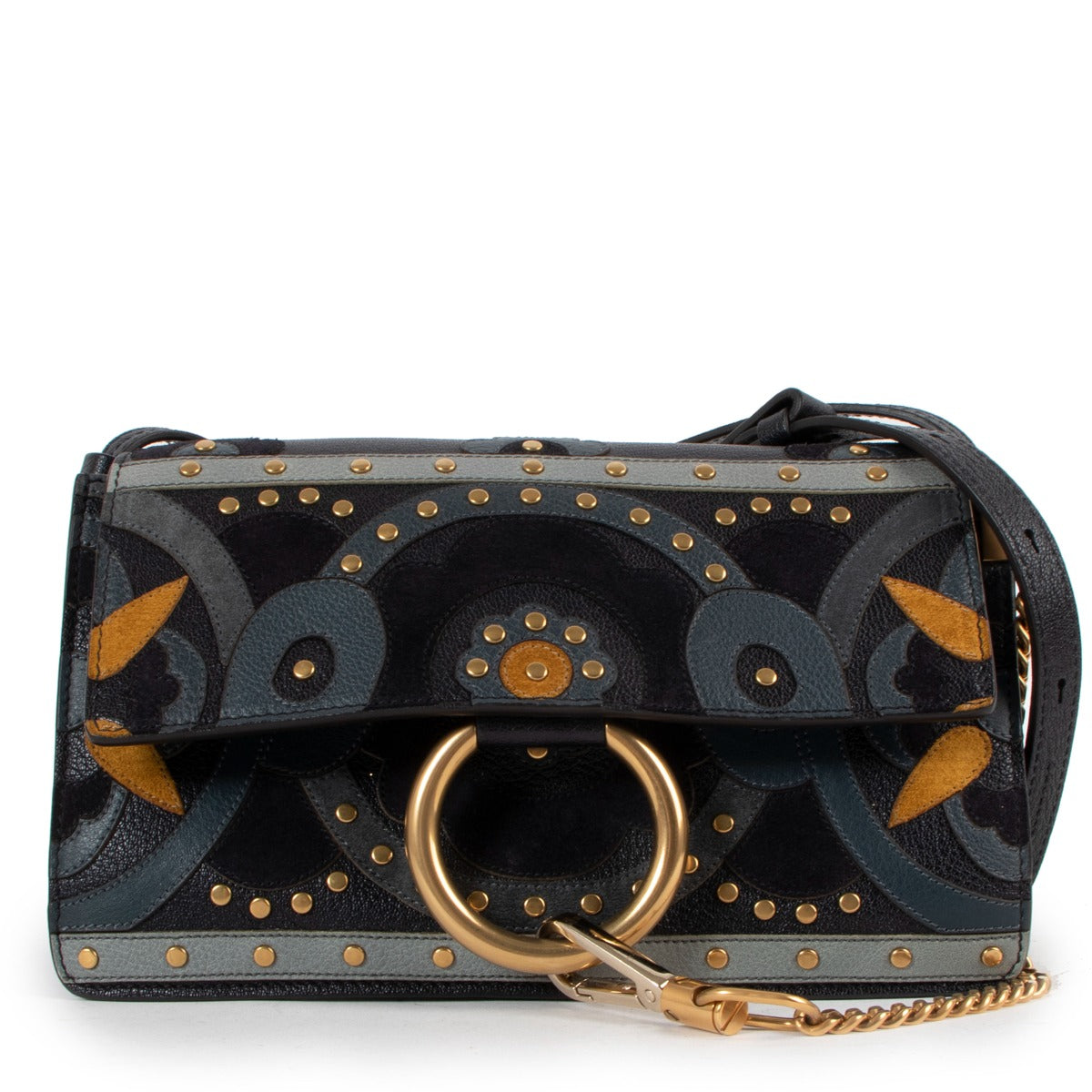 Chloé Floral Patchwork Studded Small Faye Shoulder Bag