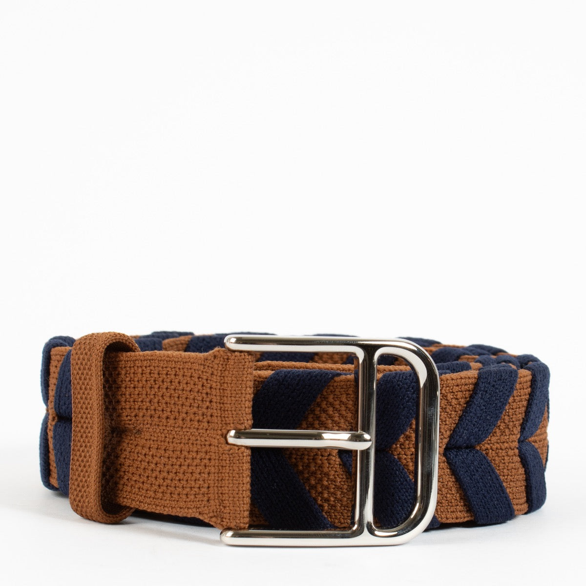 Shop safe online at Labellov in Antwerp, Brussels and Knokke this 100% authentic second hand Hermès Gold/Indigo Romain Bredissage 35 Belt