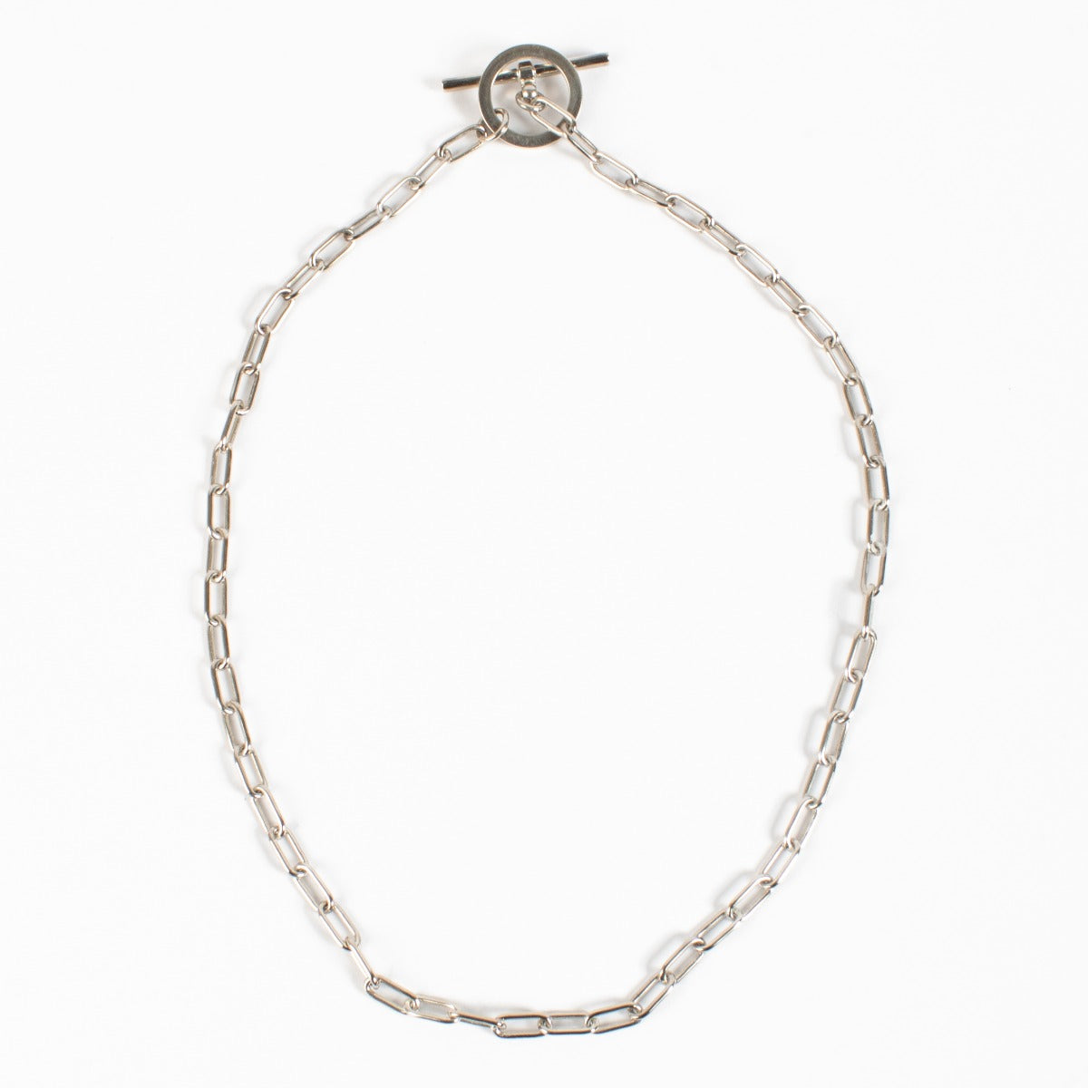 Hermès Sterling Silver Chain Toggle Necklace
