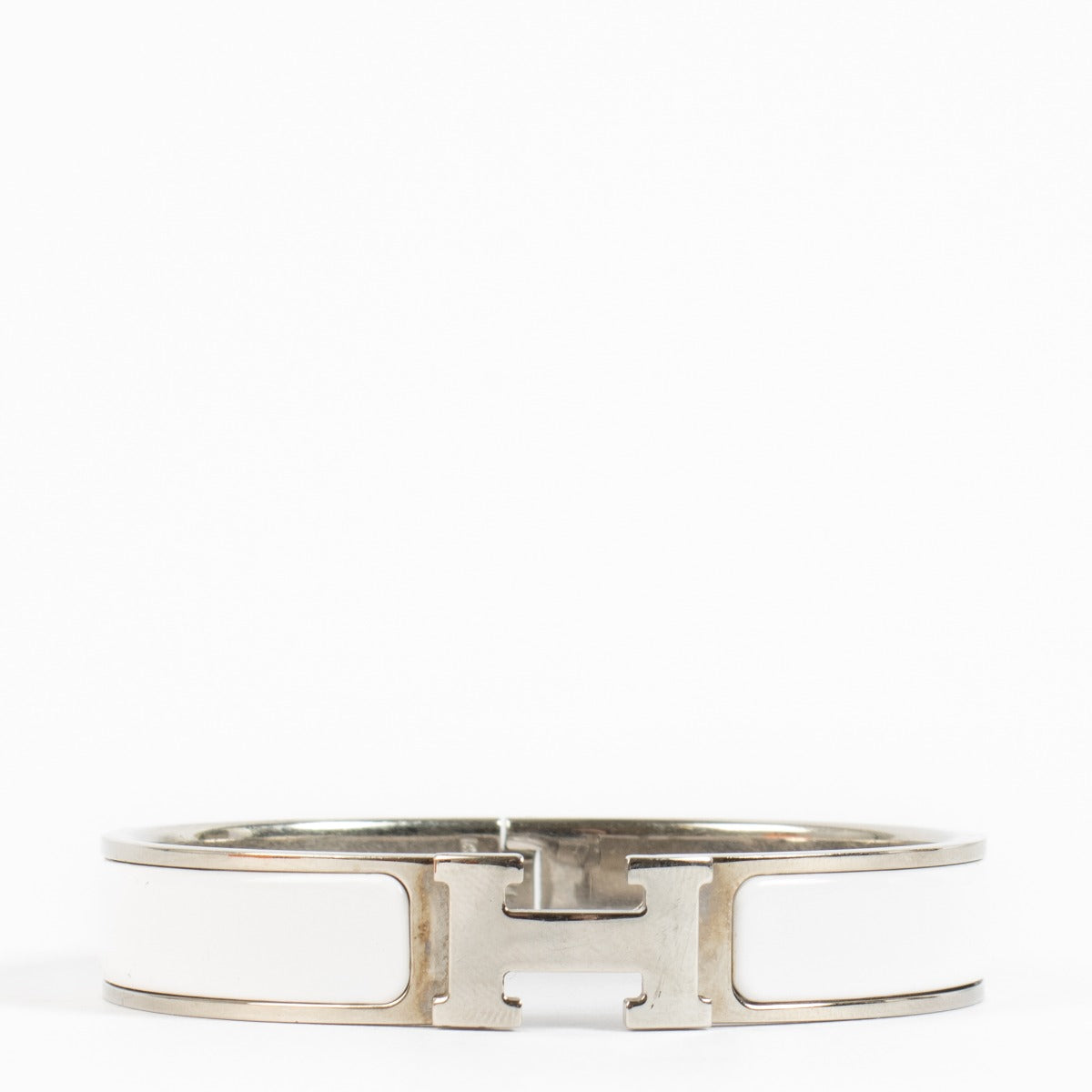 Hermès White Clic H Bracelet