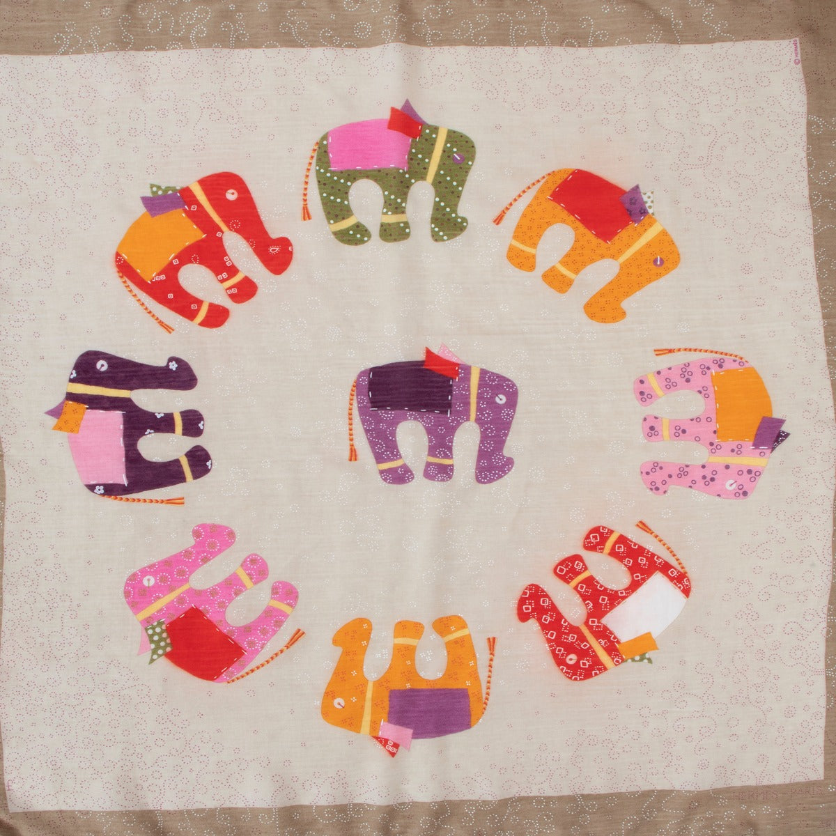 Hermès La Ronde des Elephants Silk Cashmere Blend Scarf