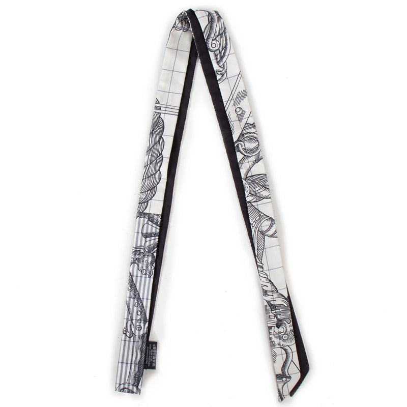 Hermès Black White Twillon Silk Scarf