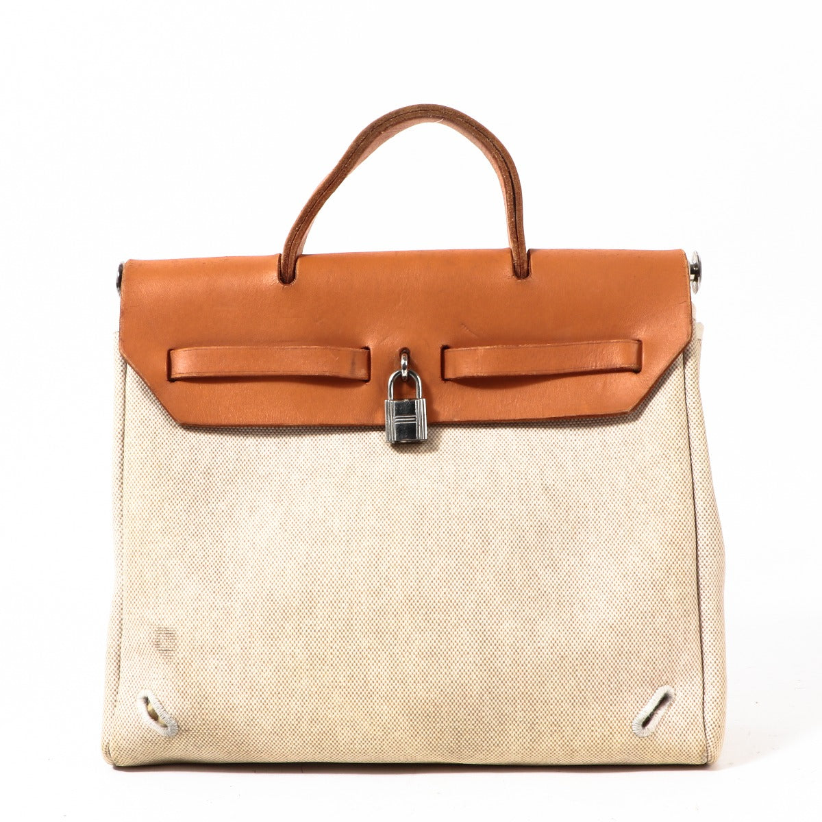 Sac Hermès Herbag 28 2-en-1 en toile et cuir Hunter