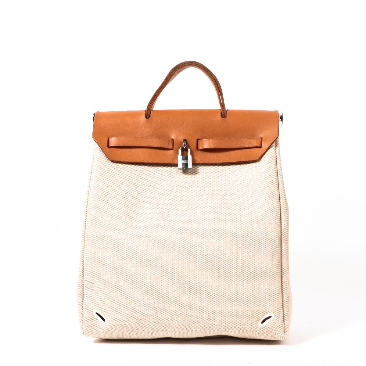 Sac Hermès Herbag 28 2-en-1 en toile et cuir Hunter