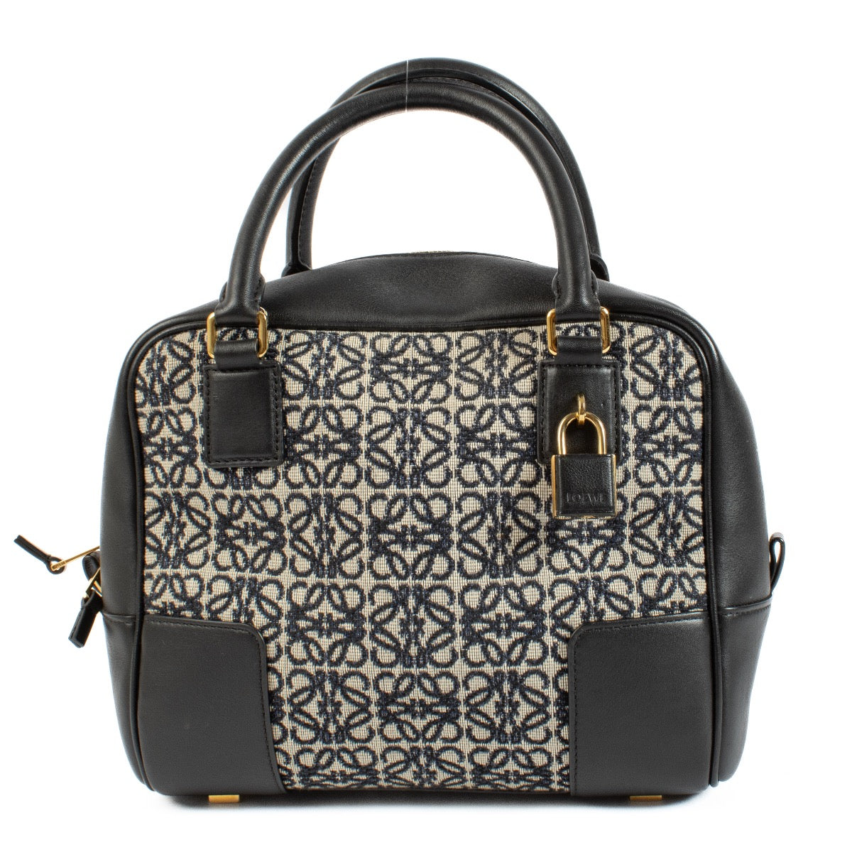 Buy authentic second hand Loewe Black Canvas & Leather Anagram Amazona 19 Top Handle Bag at Labellov.com