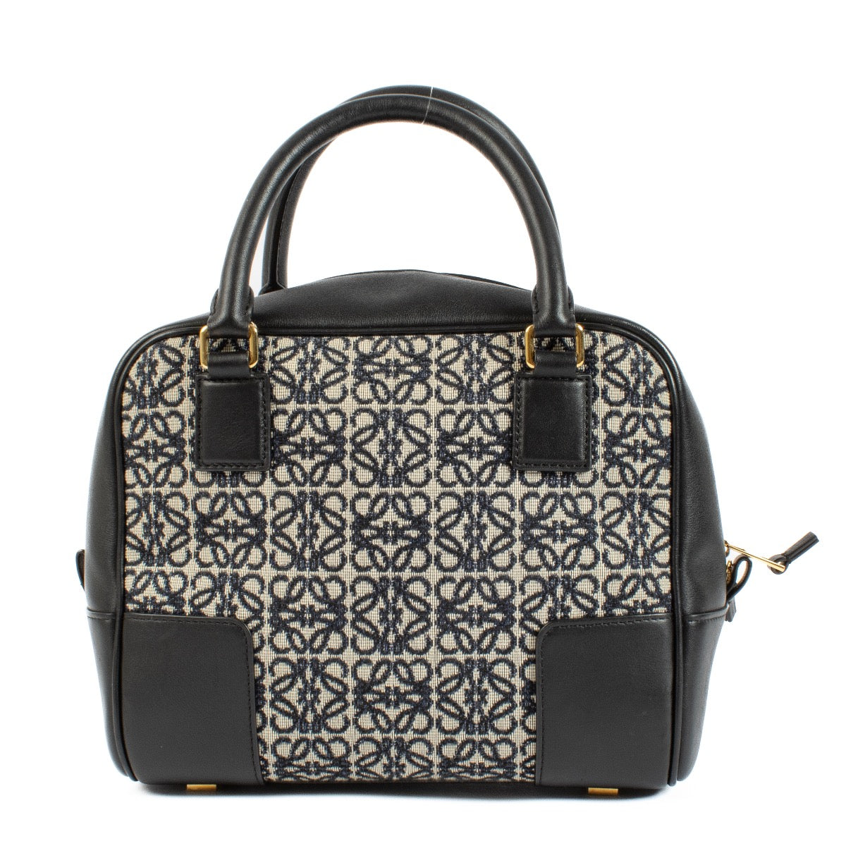 Buy authentic second hand Loewe Black Canvas & Leather Anagram Amazona 19 Top Handle Bag at Labellov.com
