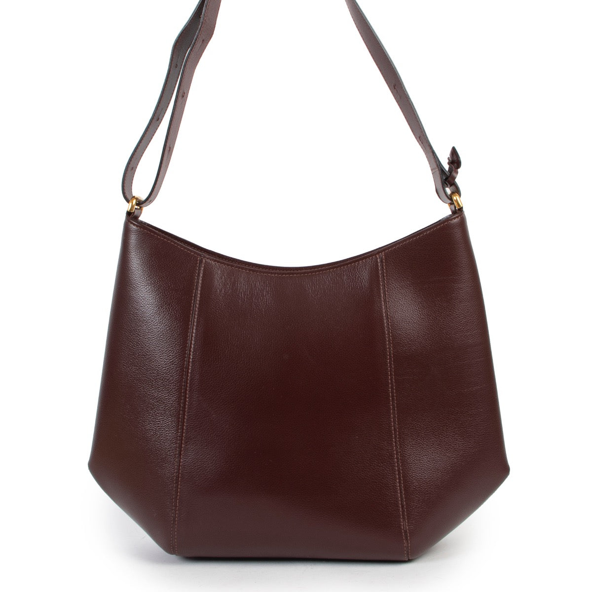 Shop safe online 100% authentic second hand Delvaux Chestnut Brown Jumping Leather Souhait Shoulder Bag in very good condition at Labellov in Antwerp.