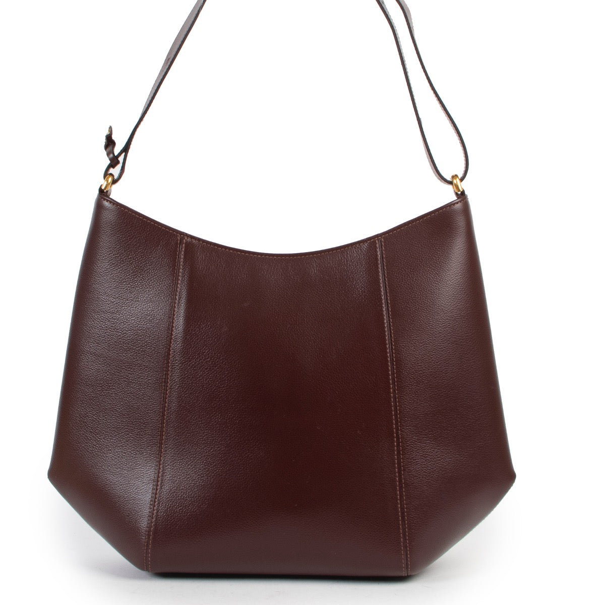 Shop safe online 100% authentic second hand Delvaux Chestnut Brown Jumping Leather Souhait Shoulder Bag in very good condition at Labellov in Antwerp.