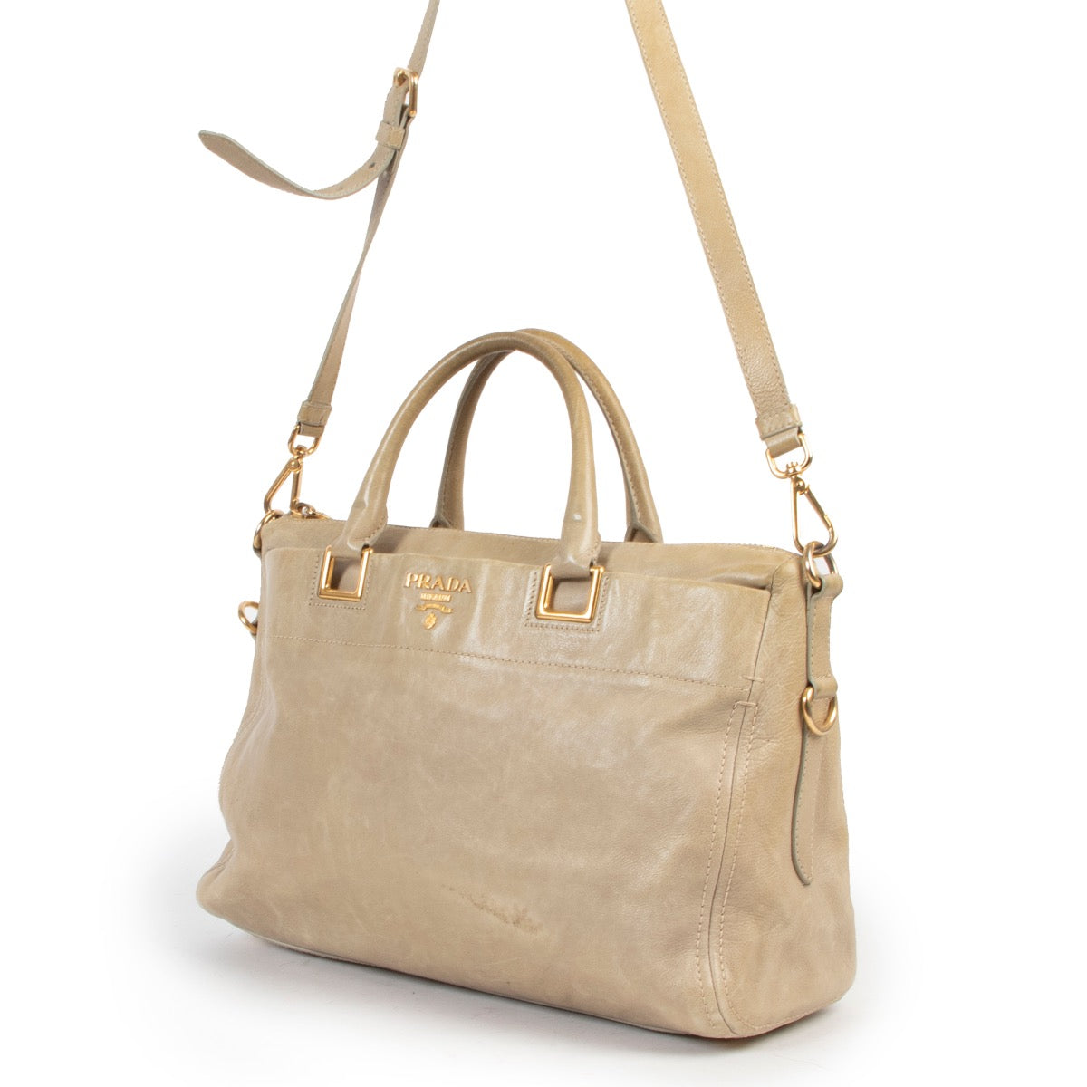 Shop safe online 100% authentic second hand Prada Light Green Leather Shoulder Bag at Labellov in Antwerp.