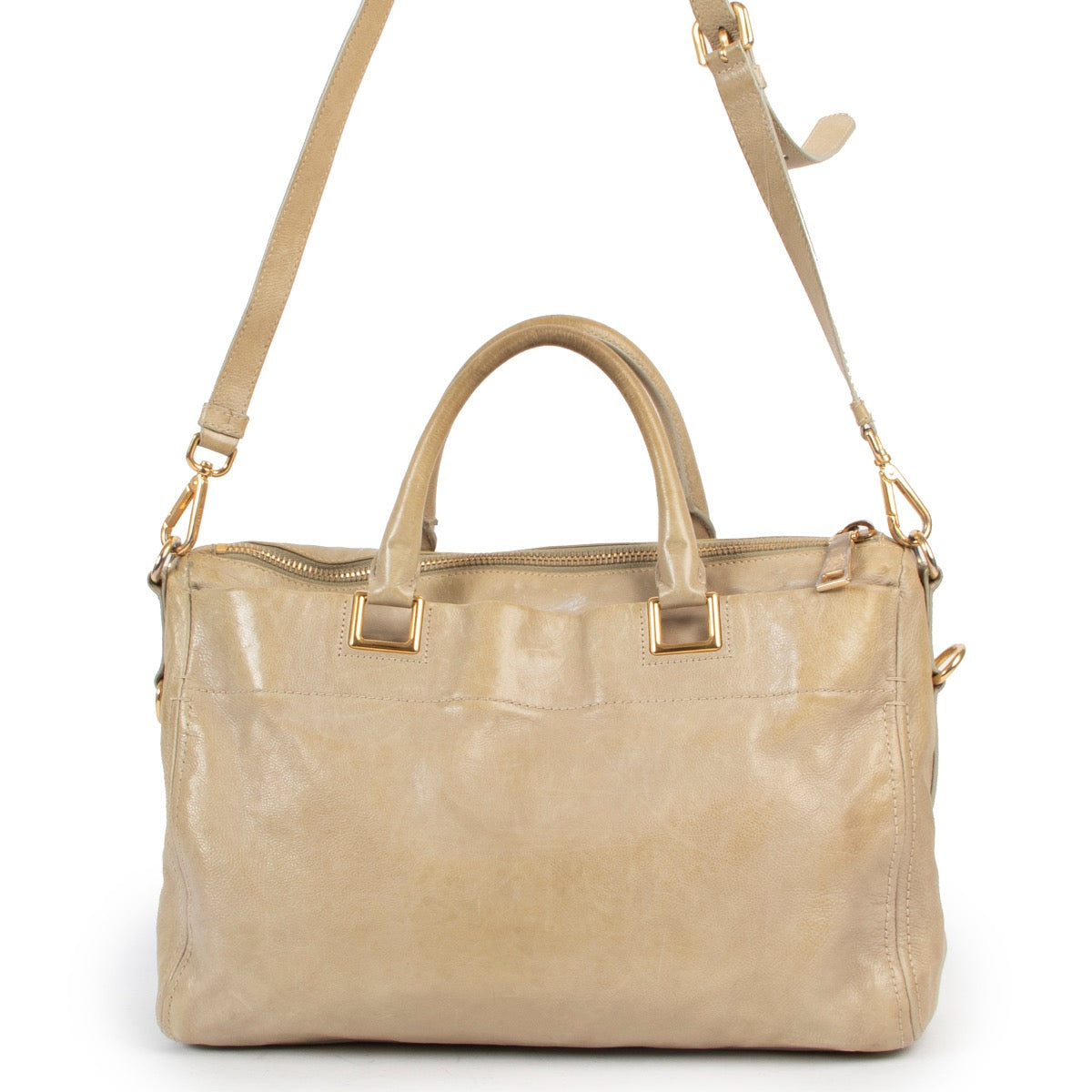 Shop safe online 100% authentic second hand Prada Light Green Leather Shoulder Bag at Labellov in Antwerp.