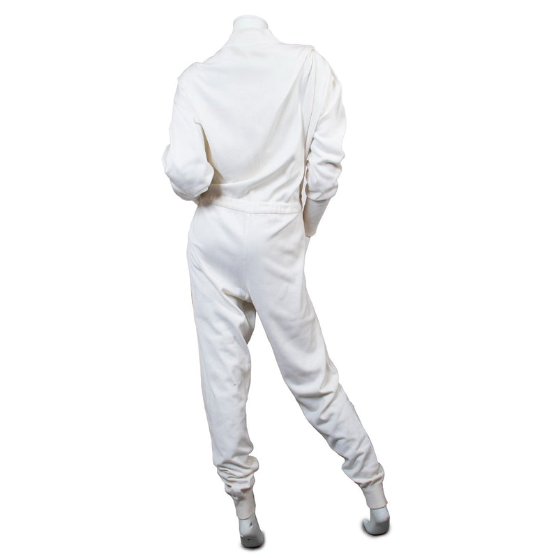 Buy an authentic second hand Chanel Iconic White Knit Logo Jumpsuit Ca. 1991 Size 42 in good condition at Labellov