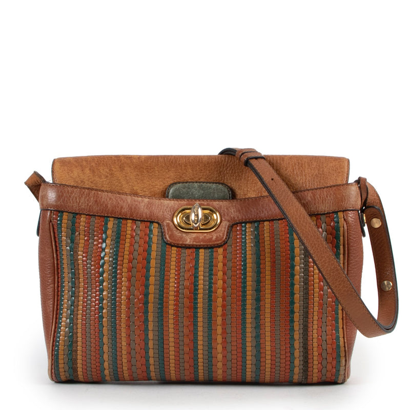 Shop safe online at Labellov in Antwerp this 100% authentic second hand Delvaux Multicolor Toile De Cuir Crossbody