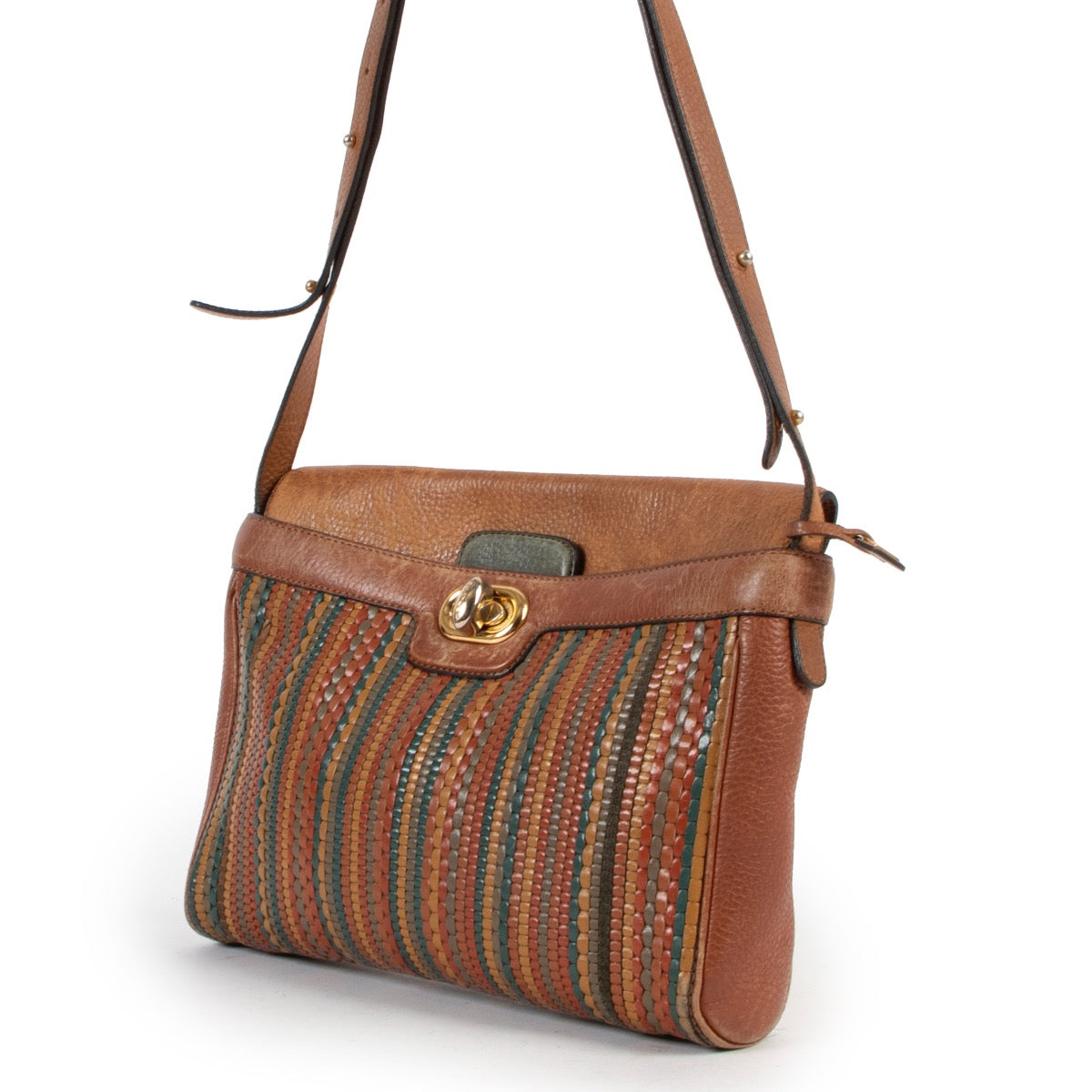 Shop safe online at Labellov in Antwerp this 100% authentic second hand Delvaux Multicolor Toile De Cuir Crossbody