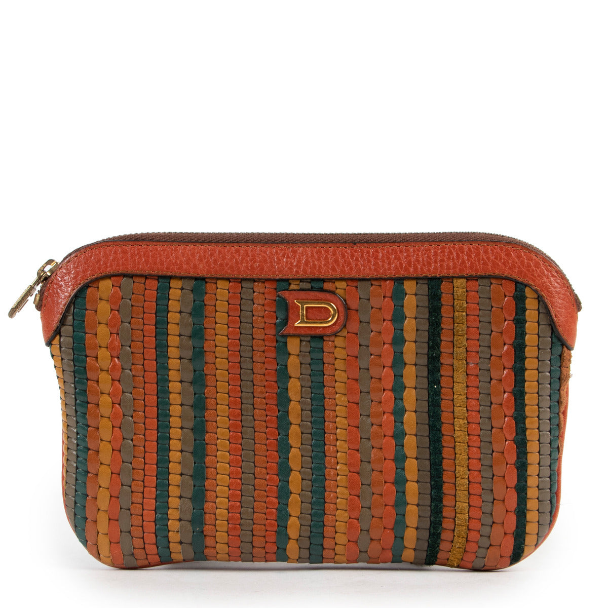 Delvaux Orange Toile de Cuir Pouch