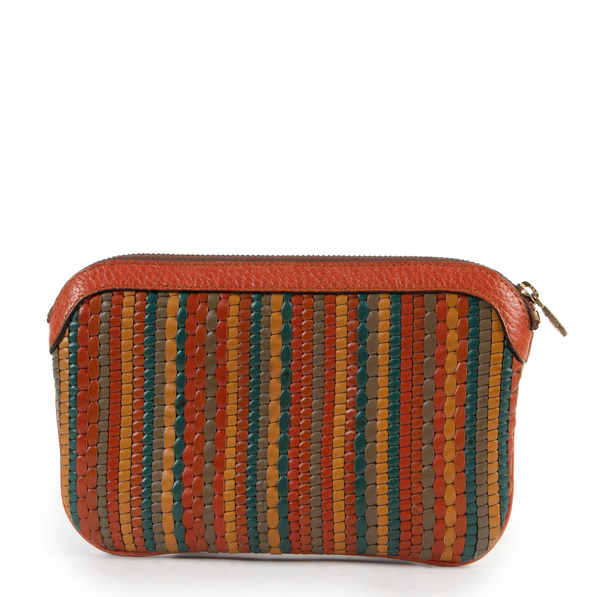 Delvaux Orange Toile de Cuir Pouch for the best price at Labellov secondhand luxury in Antwerp