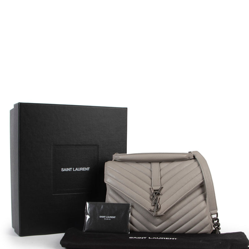 koop veilig online acheter en ligne seconde main Saint Laurent Grey Medium College Chain Bag